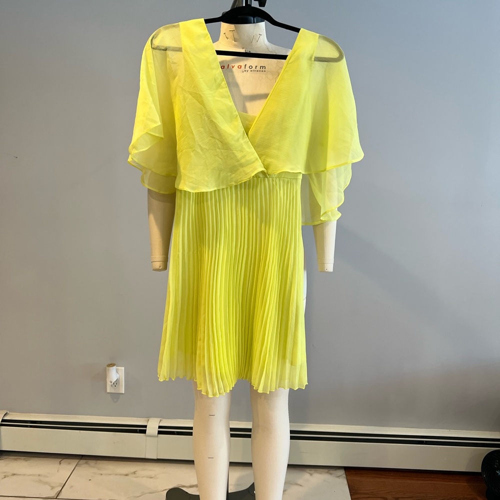 ASOS Neon Yellow Pleated Dress